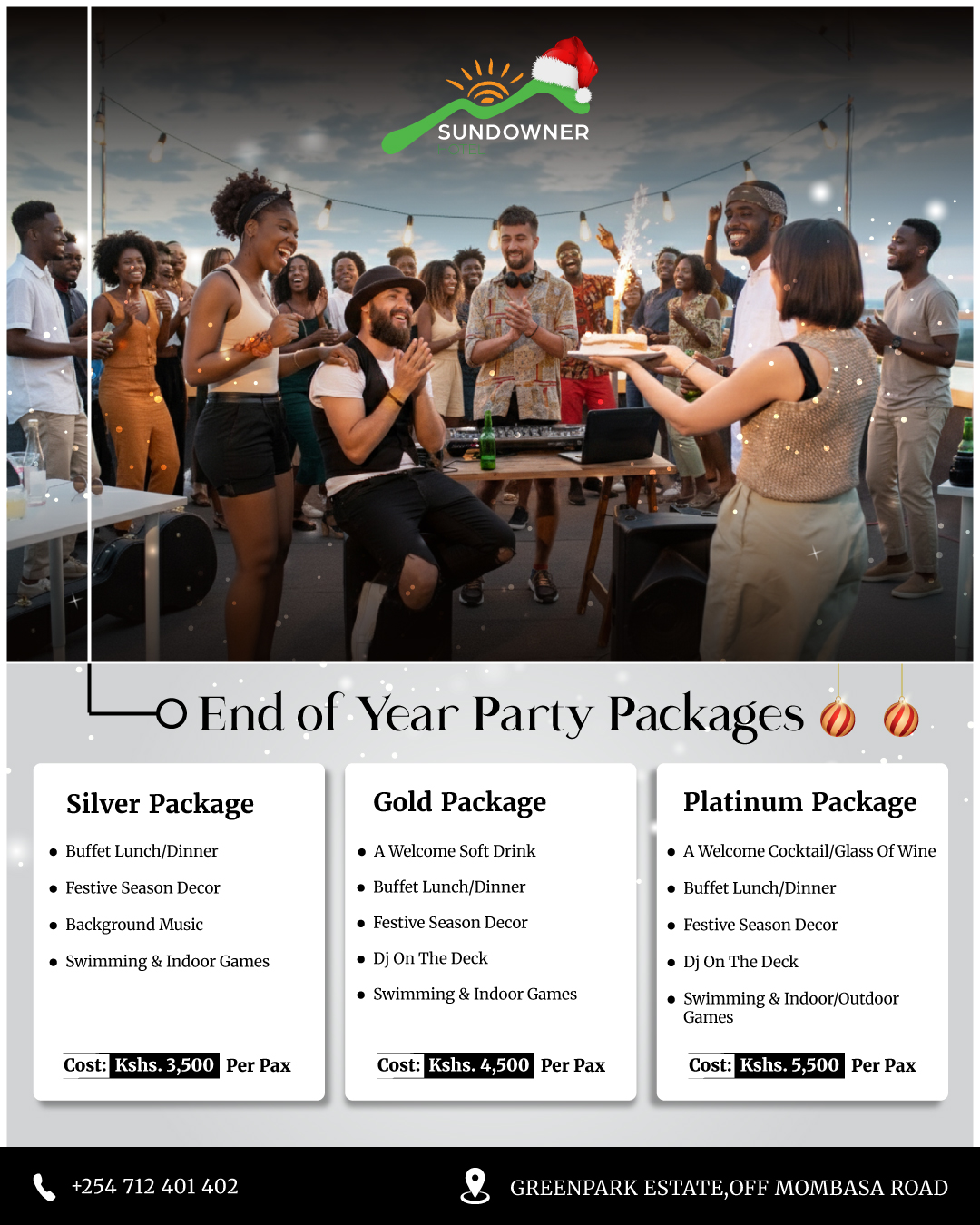 Sundowner End of year Party Packages
